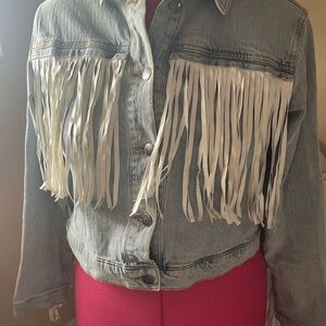 Fringe Denim Jacket Western Size XS Coachella Stagecoach Festival Cowgirl